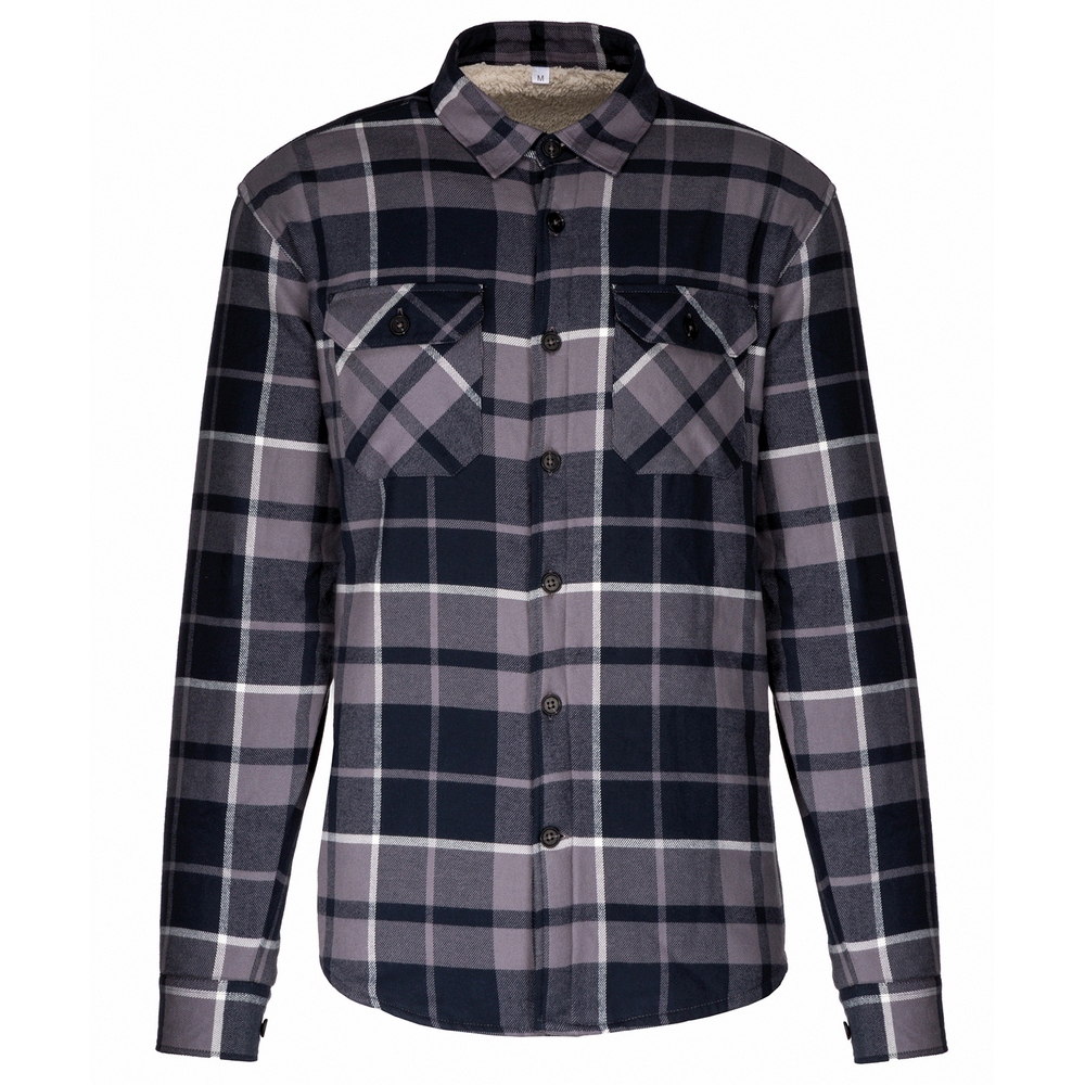 Kariban Sherpa-lined checked shirt jacket KB579