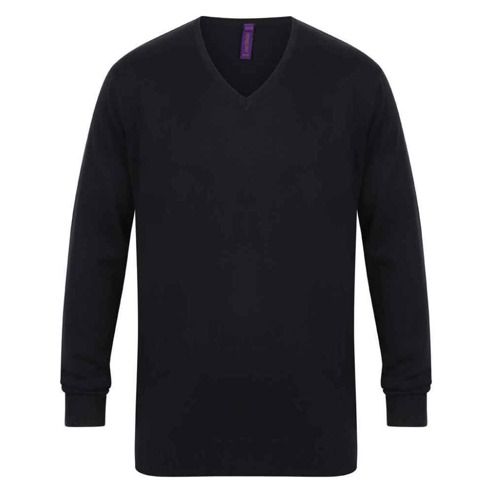 Henbury Lightweight Cotton Acrylic V Neck Sweater H720